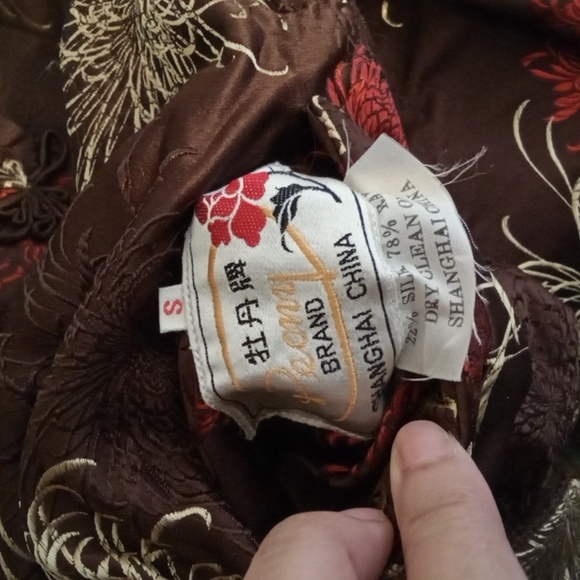 Peony Reversible Asian Floral Womens Top Jacket Silk Womens Small - Picture 6 of 11